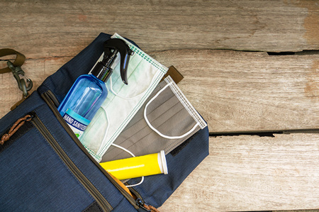 Travel mask, sanitizers and vitamins